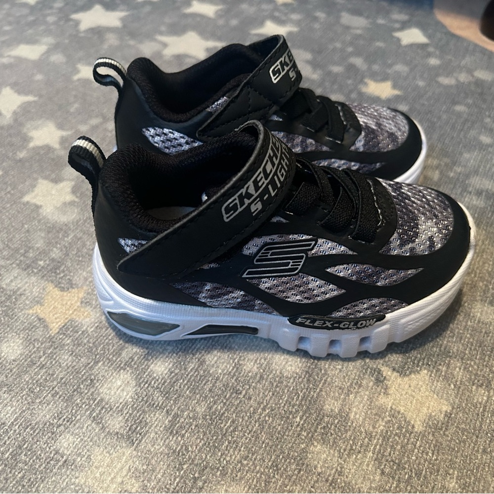 Skechers Kids' Black and Gray Flex-Glow Sneakers